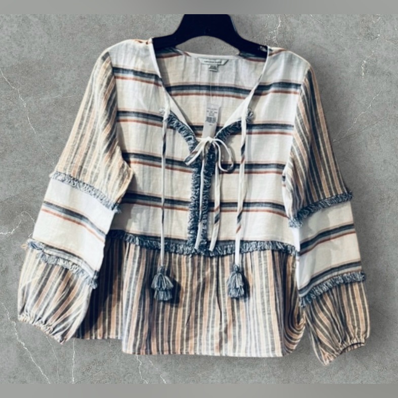 Nwt American Eagle Outfitters Linen Blend Peasant Top